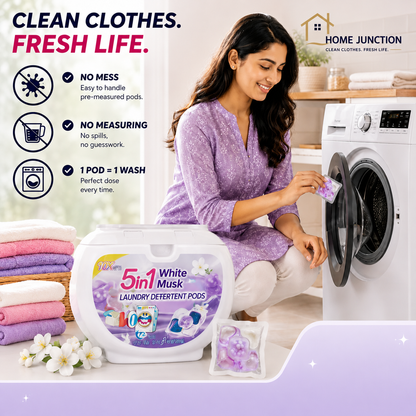 5-in-1 White Detergent Laundry Pods