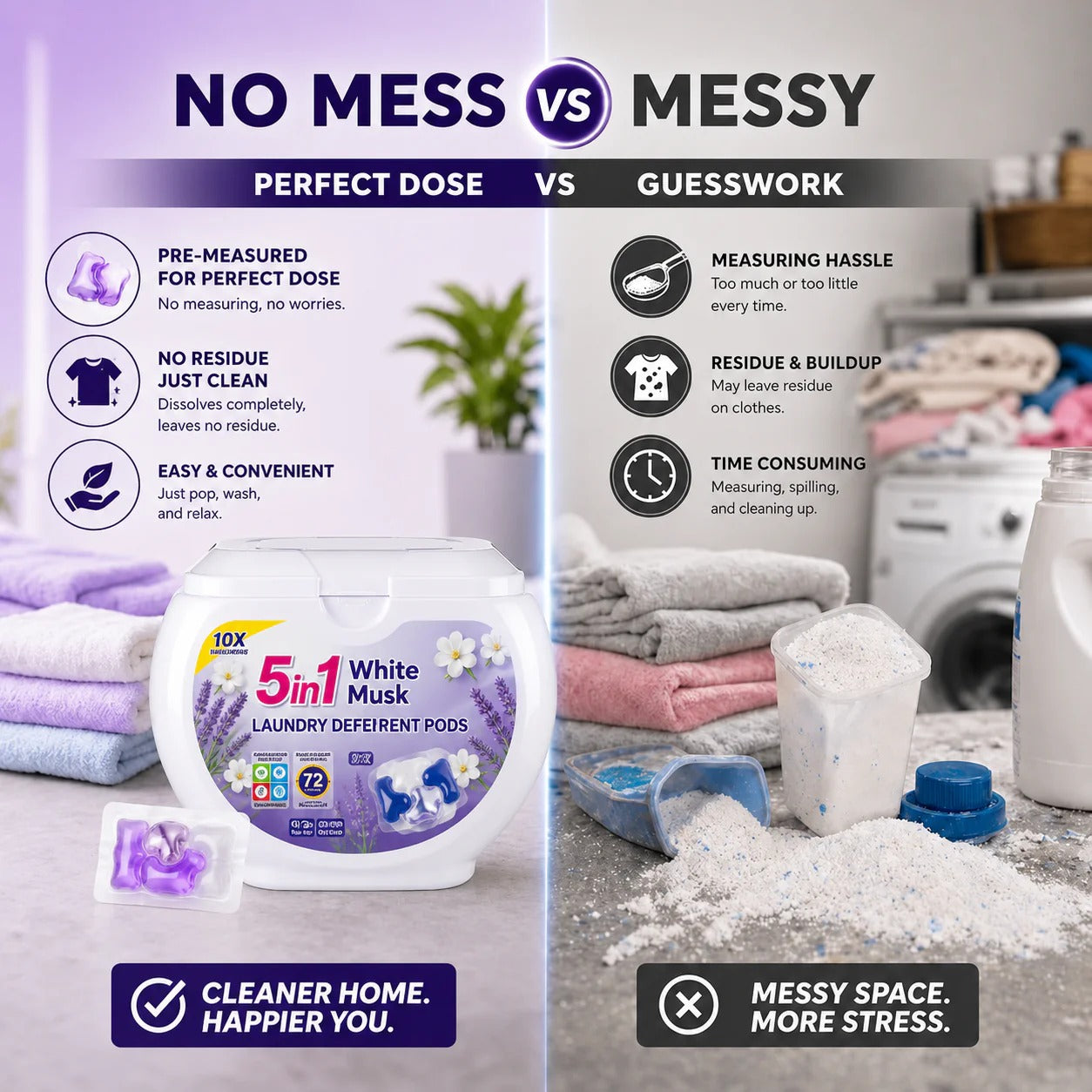 5-in-1 White Detergent Laundry Pods