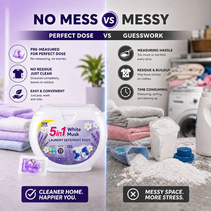 5-in-1 White Detergent Laundry Pods