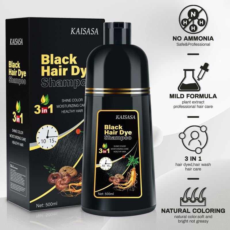 3 in 1 Black Hair Dye Shampoo - Buy 1 Get 1 Free⏰