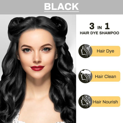 3 in 1 Black Hair Dye Shampoo - Buy 1 Get 1 Free⏰