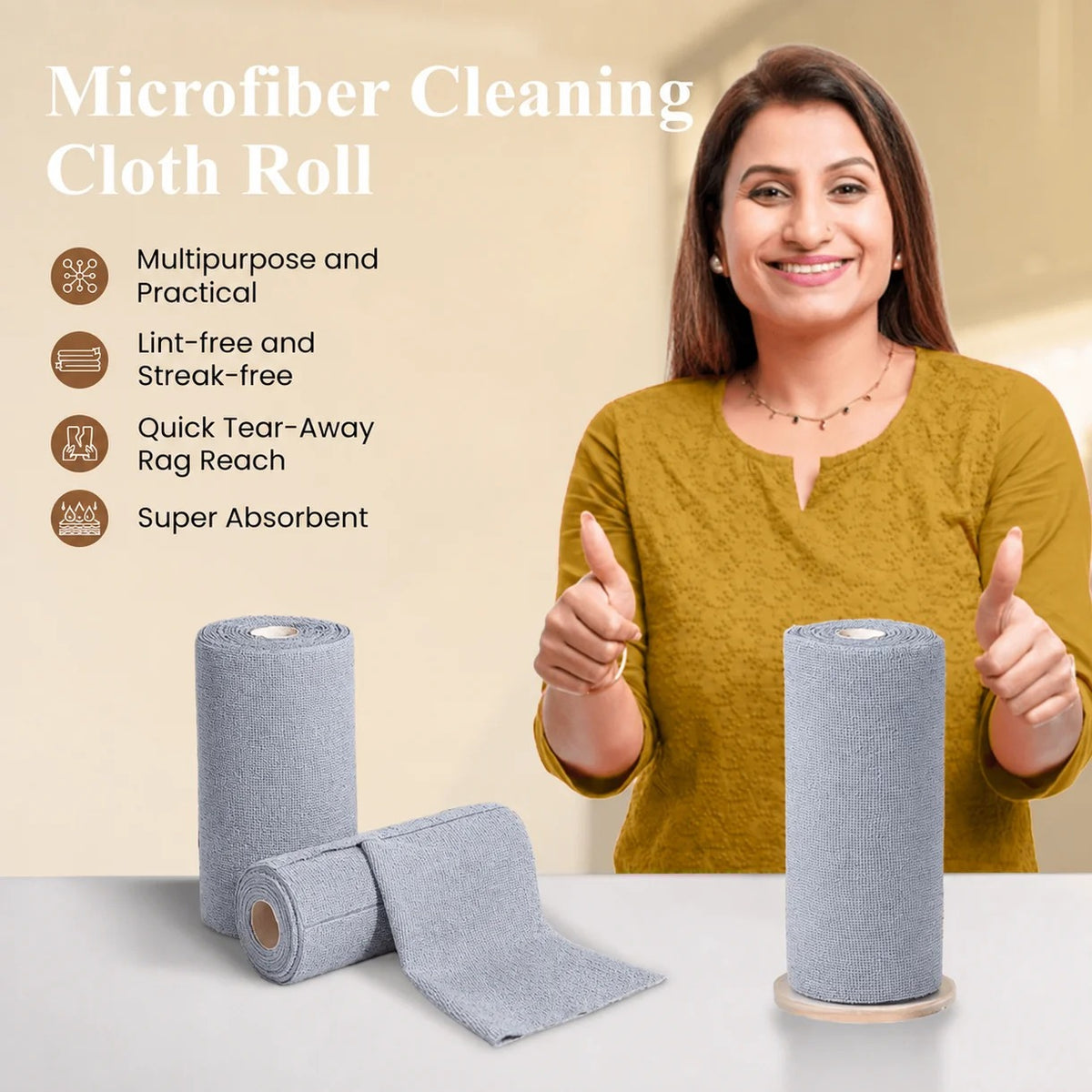 Microfiber Cleaning Cloth Roll🔥25 Reusable Sheets🔥