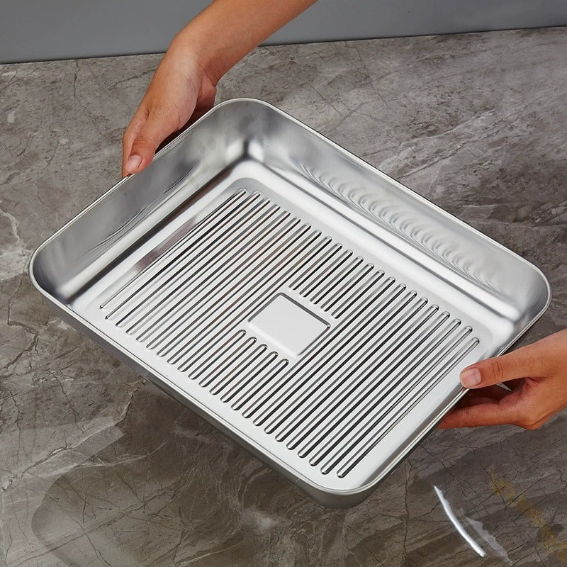 Stainless Steel Food Tray (Pack of 2)
