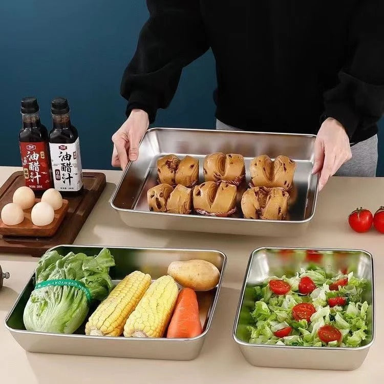 Stainless Steel Food Tray (Pack of 2)