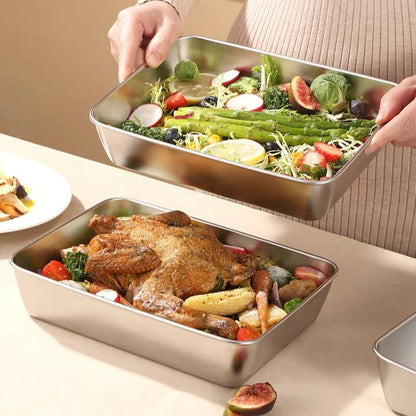 Stainless Steel Food Tray (Pack of 2)