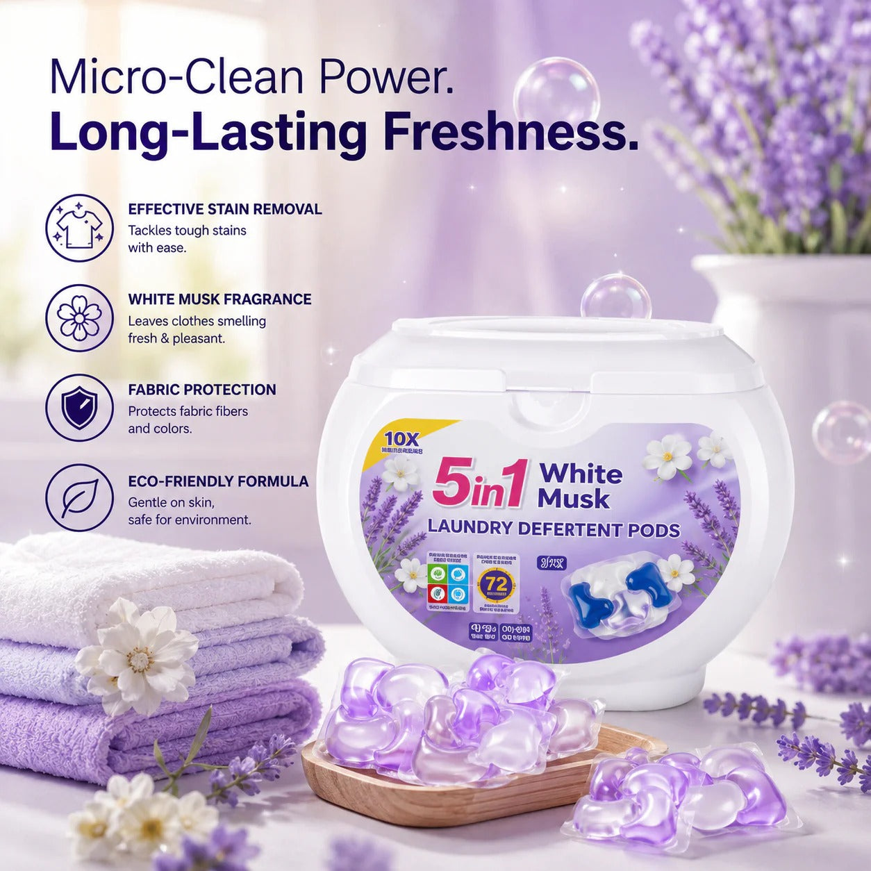 5-in-1 White Detergent Laundry Pods